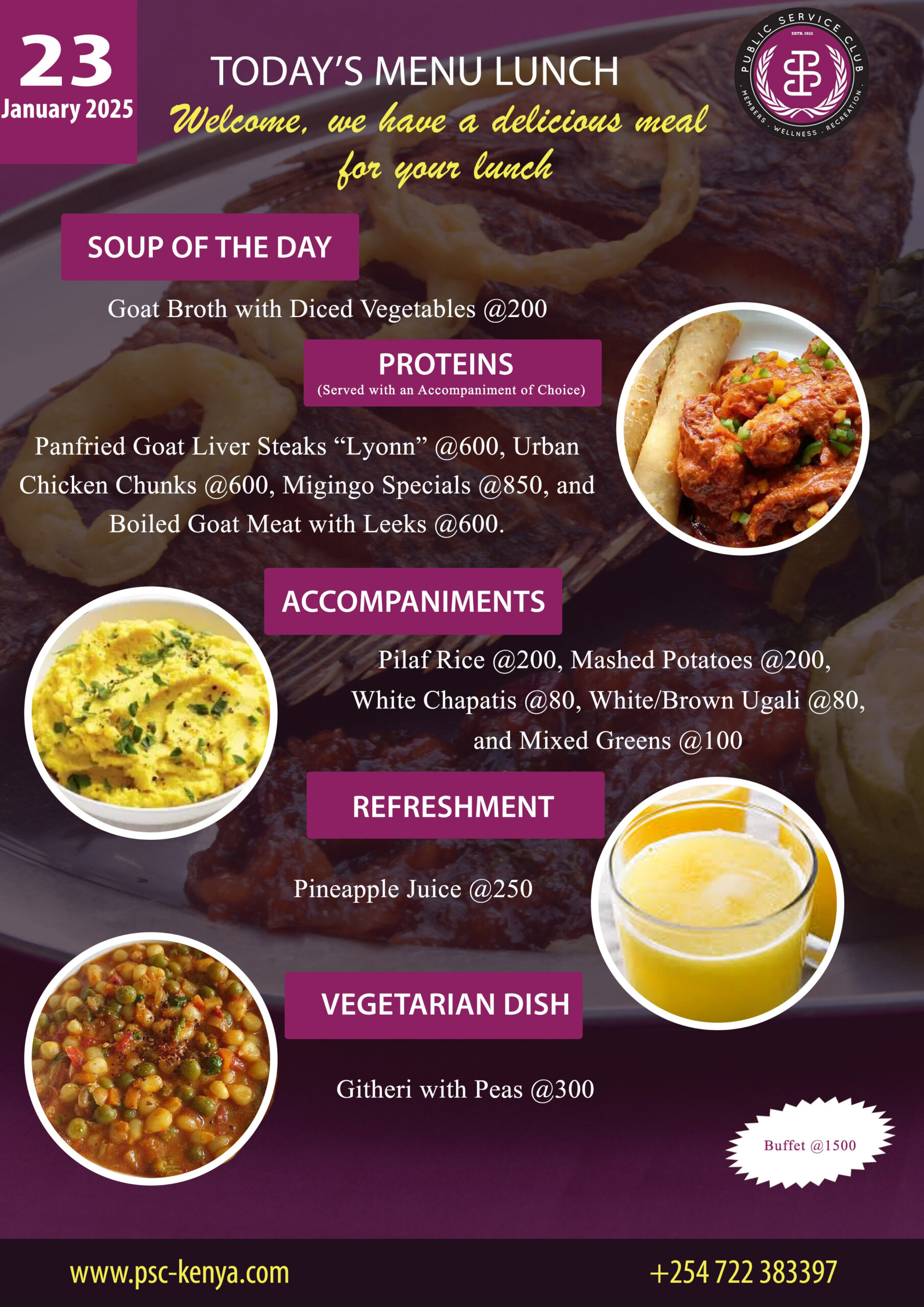 Lunch Conference Menu Conference Room – Public Service Club